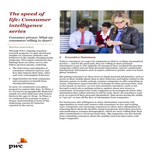 PWC Research about consumer privacy and information sharing