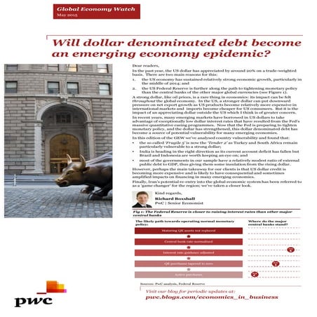 Etude PwC Global Economy Watch (mai 2015)