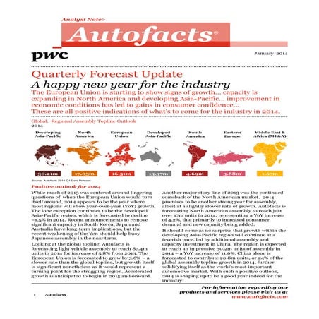 Etude PwC Autofacts production automobile (fév. 2014)