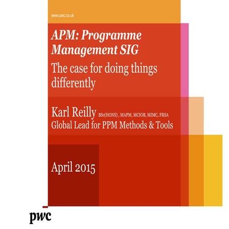 PwC Global PPM survey - the case for doing things differently