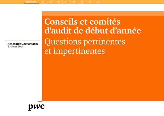 Synthèse PwC Conseils et comités d’audit de début d’année