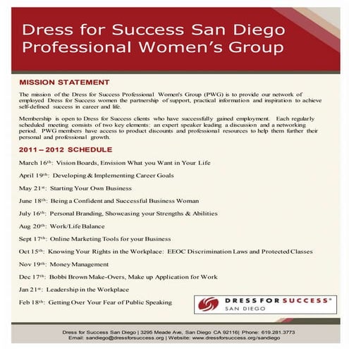 Dress for Success Professional Women's Group Flyer