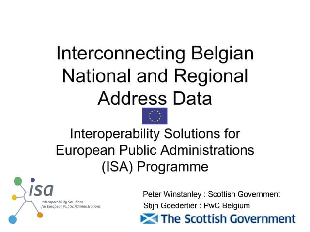 Interconnecting Belgian national and regional address data using EC ISA "Location" Core Vocabulary