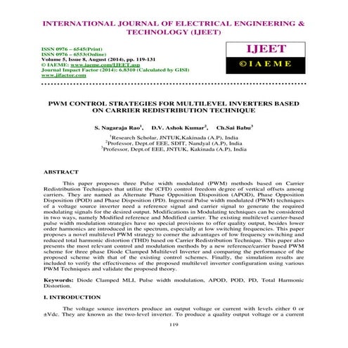 SIMULATION OF CASCADED H- BRIDGE MULTILEVEL INVERTER USING PD, POD ...