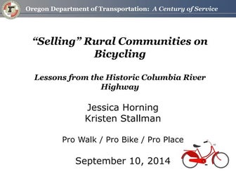 'Selling' Rural Communities on Cycling-Lessons from the Historic Columbia Riv...