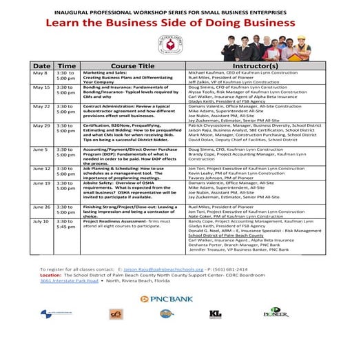 Pws course schedule instructors_revised | PDF