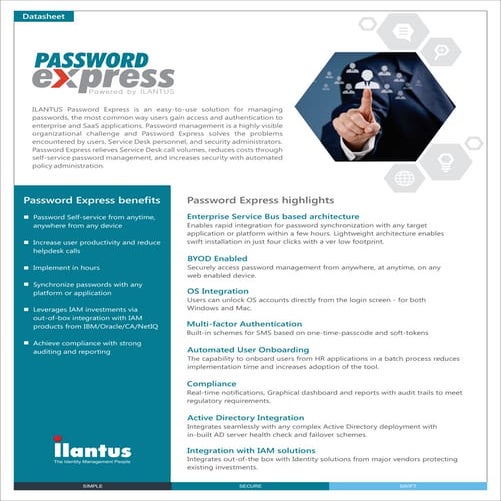 Password Express - Data Sheet