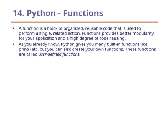 Functions in python slide share | PPT