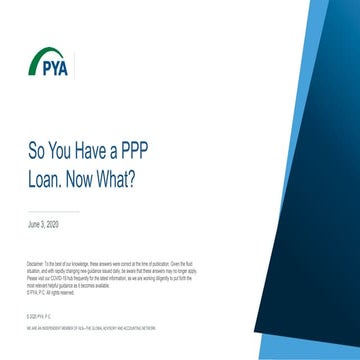Webinar: So You Have a PPP Loan. Now What?