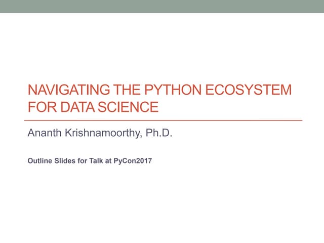 Proposed Talk Outline for Pycon2017 