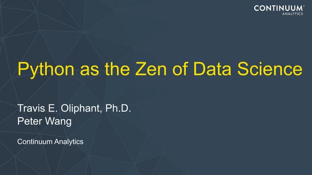Python as the Zen of Data Science