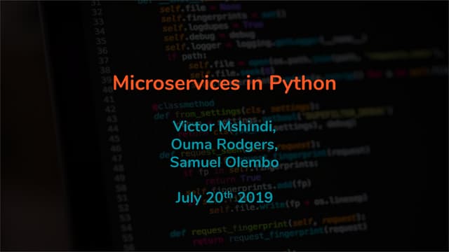 PyCONKE meetup 2019: Microservices