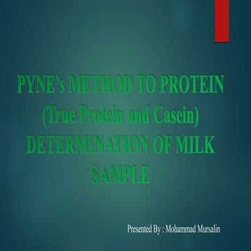 Pynes method for protein determination in milk sample