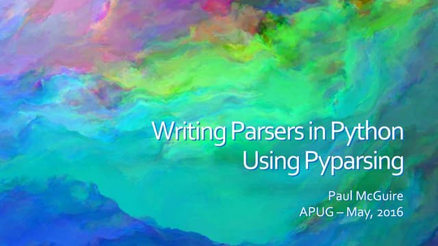 Writing Parsers in Python using Pyparsing