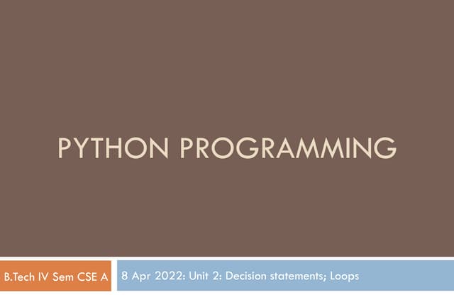 Python Programming | PPT