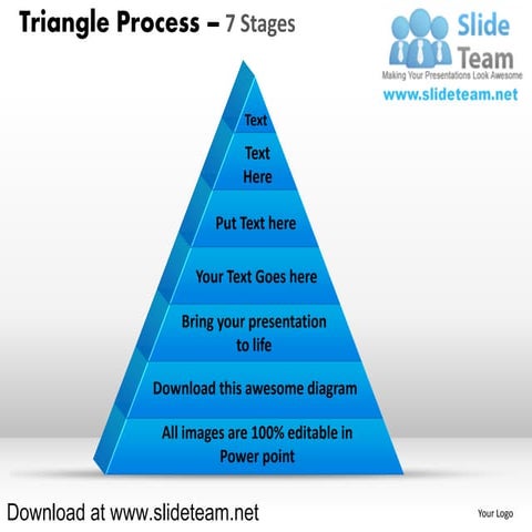 Pyramind triangle built out of puzzle pieces process 7 stages powerpoint diag...