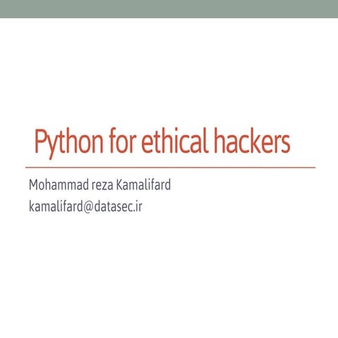 اسلاید اول جلسه اول دوره پاییز کلاس پایتون برای هکرهای قانونی