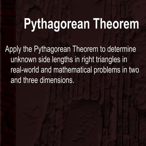 Pythagorean Theorem.powerpoint for grade 9 | PPTX
