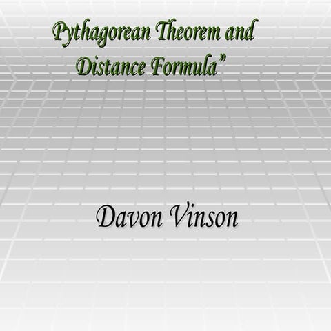 Pythagorean theorem and distance formula