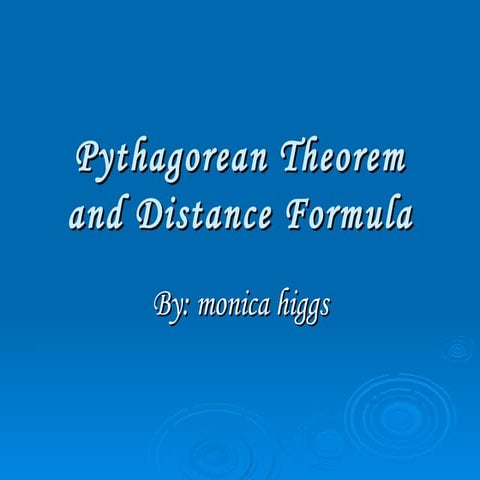 Pythagorean theorem and distance formula