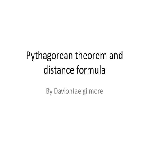 Pythagorean theorem and distance formula