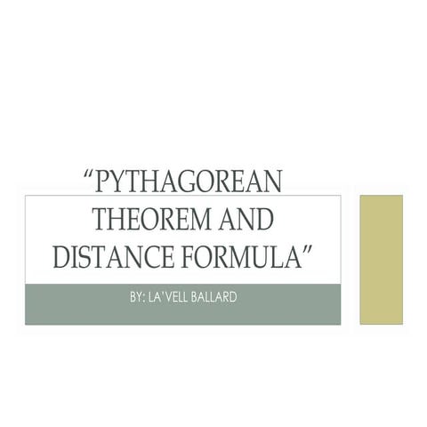 Pythagorean theorem and distance formula