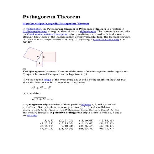Pythagorean Theorem Notes