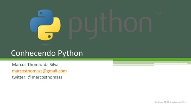 Palestra Apresentando Python e Suas Aplicações