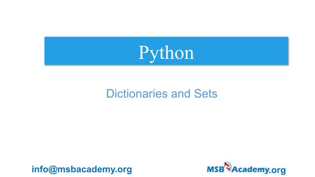 Dictionaries and Sets in Python