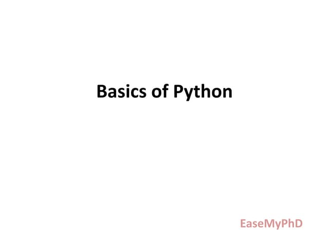 Basics of Python