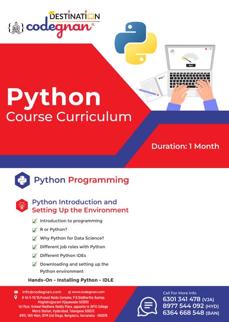 Codegnan- Python training in Hyderabad (course syllabus) | PDF