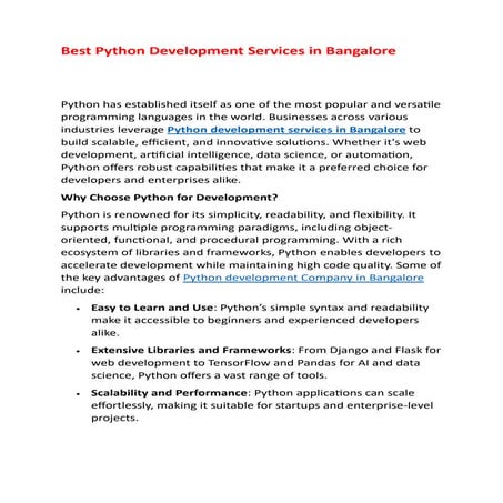 Best Python Development Services in Bangalore | PDF