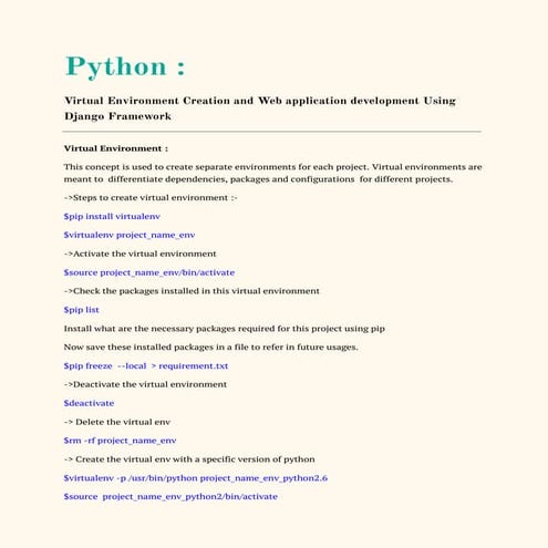 Virtual Environment and Web development using Django | PDF