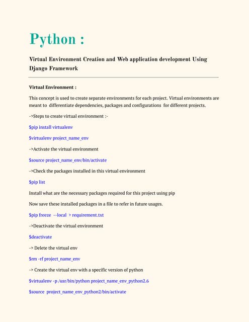 Virtual Environment and Web development using Django | PDF