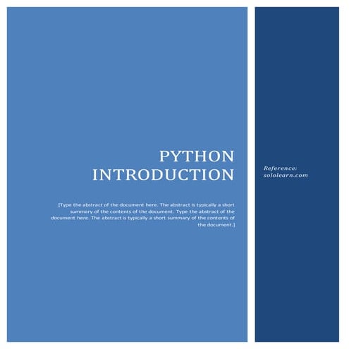 Introduction to Python - Running Notes | PDF