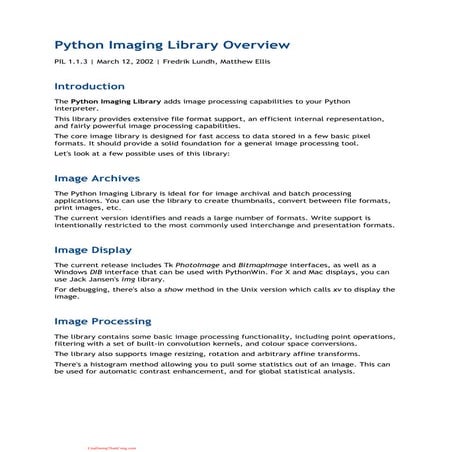 Python imaging-library-overview - [cuuduongthancong.com] | PDF