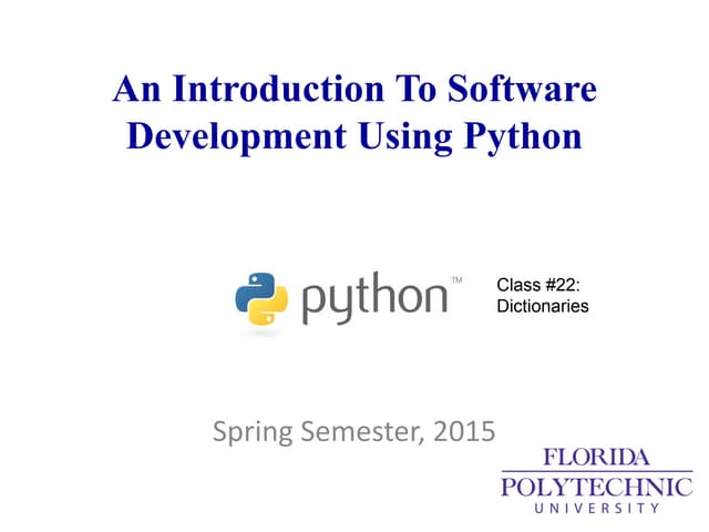 An Introduction To Python - Dictionaries