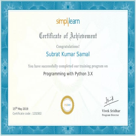 Certificate of completion for Python3.x | PPT