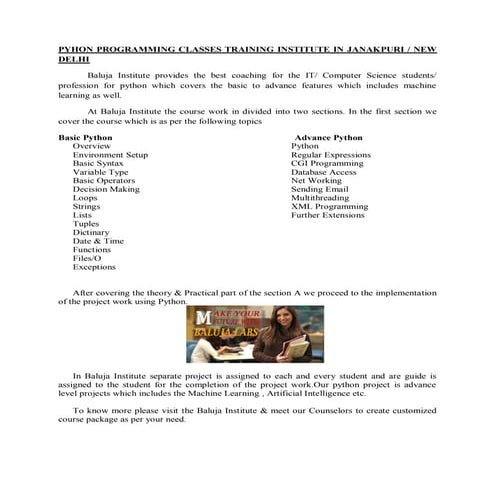 PYHON PROGRAMMING CLASSES TRAINING INSTITUTE IN JANAKPURI / NEW DELHI