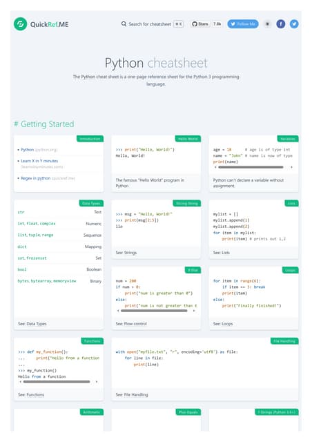Python Cheat Sheet & Quick Reference......................pdf