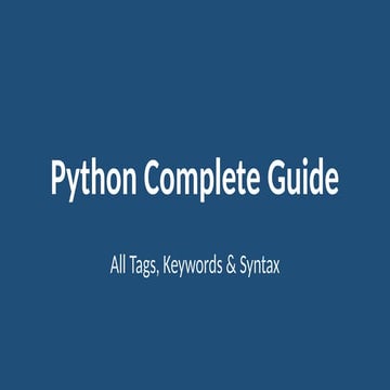 Comprehensive Python Programming Guide: Keywords, Syntax, and Best ...