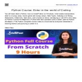Python Course: Enter in the world of Coding | PDF