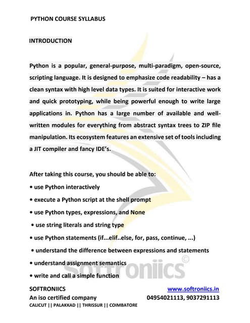 Python course updated syllabus