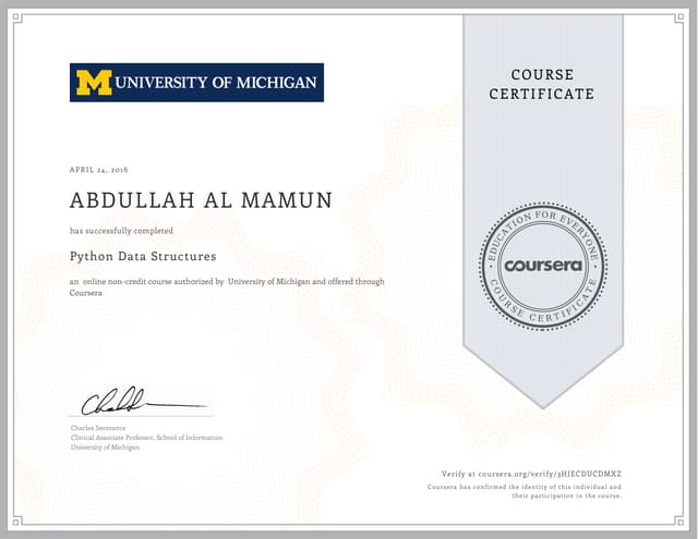 Python data structures(University of michigan)