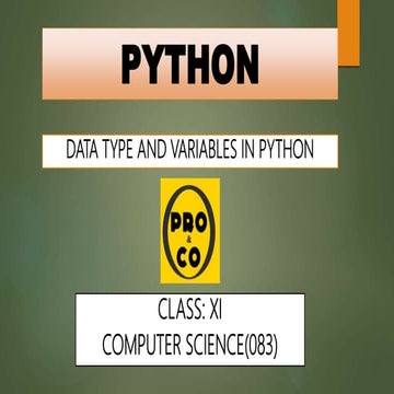 DATA TYPE IN PYTHON | PPT