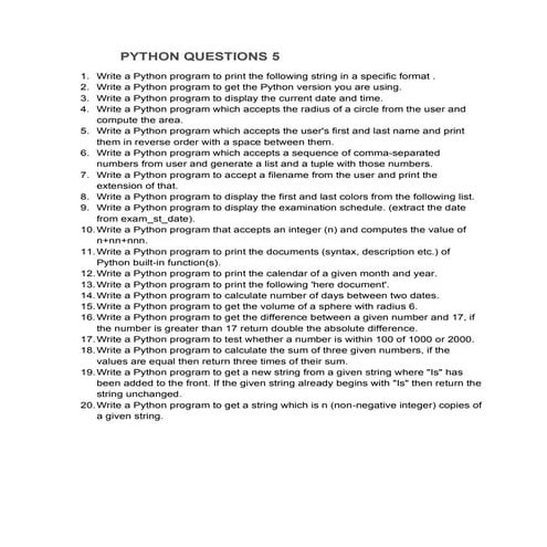 PYTHON DEVELOPER QUESTIONS | PDF