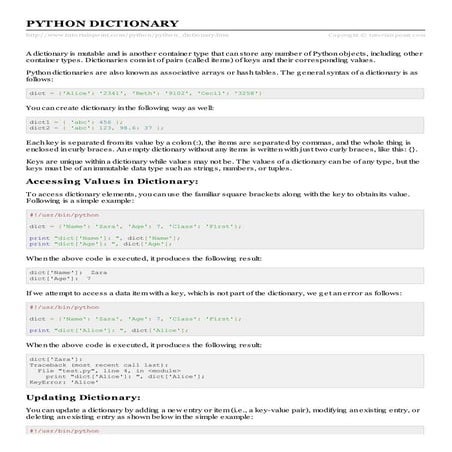 Python dictionary | PPT
