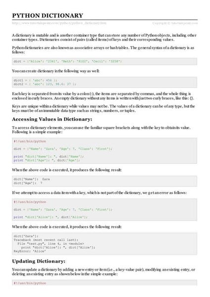 Python dictionary | PPT