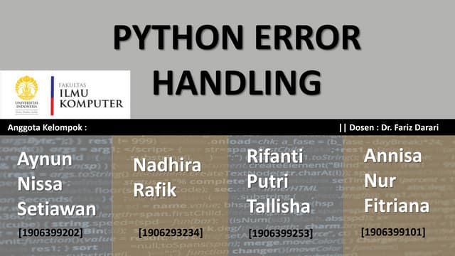Python error handling | PPT