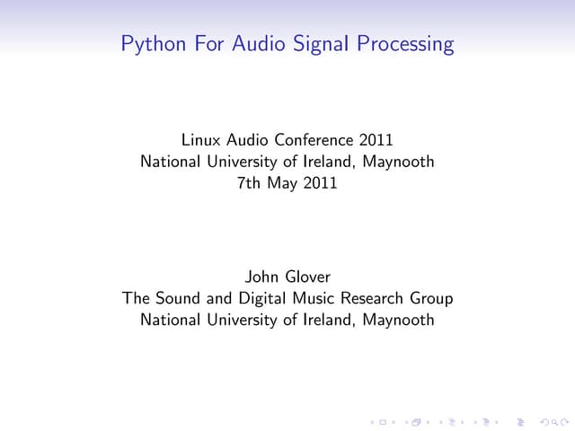 Python For Audio Signal Processing ( PDFDrive ).pdf | Digital Audio ...